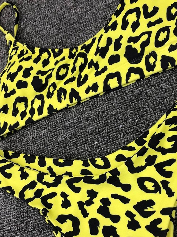 Conjunto De Biquíni Feminino Com Estampa De Leopardo