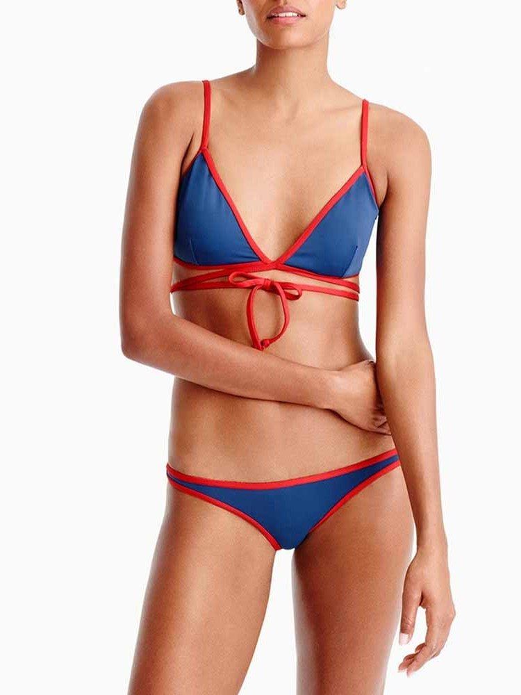 Conjunto De Biquíni Feminino Cor Bloco Fofo Swimwear