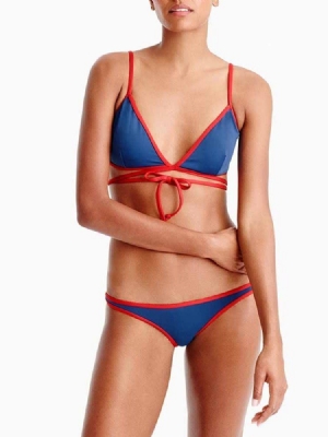 Conjunto De Biquíni Feminino Cor Bloco Fofo Swimwear