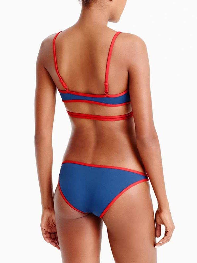 Conjunto De Biquíni Feminino Cor Bloco Fofo Swimwear