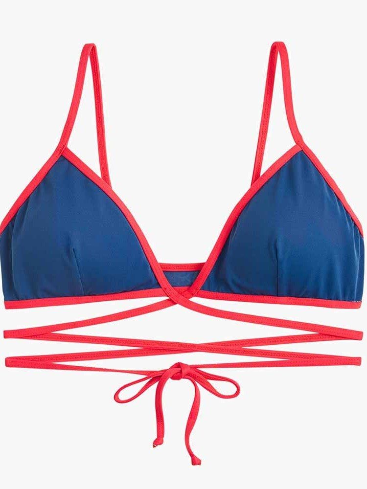 Conjunto De Biquíni Feminino Cor Bloco Fofo Swimwear