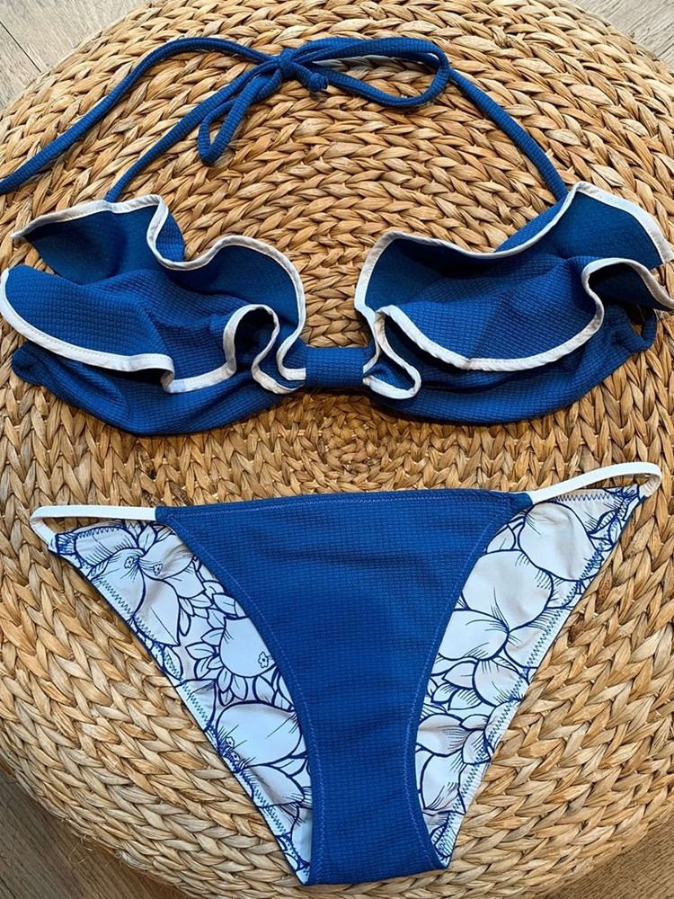 Conjunto De Biquíni Feminino Cor Sexy Block Beach Swimwear