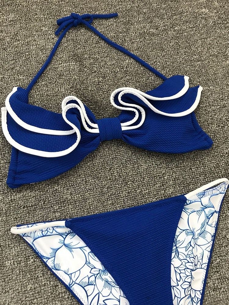 Conjunto De Biquíni Feminino Cor Sexy Block Beach Swimwear