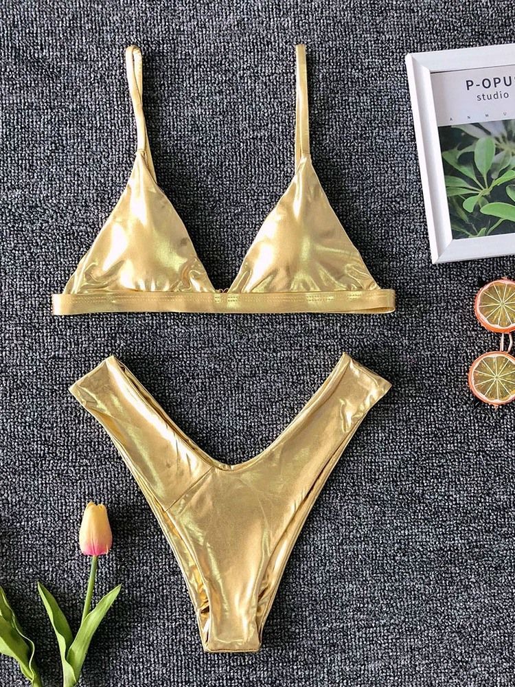 Conjunto De Biquíni Feminino Maiô Sexy Liso Com Look De Praia