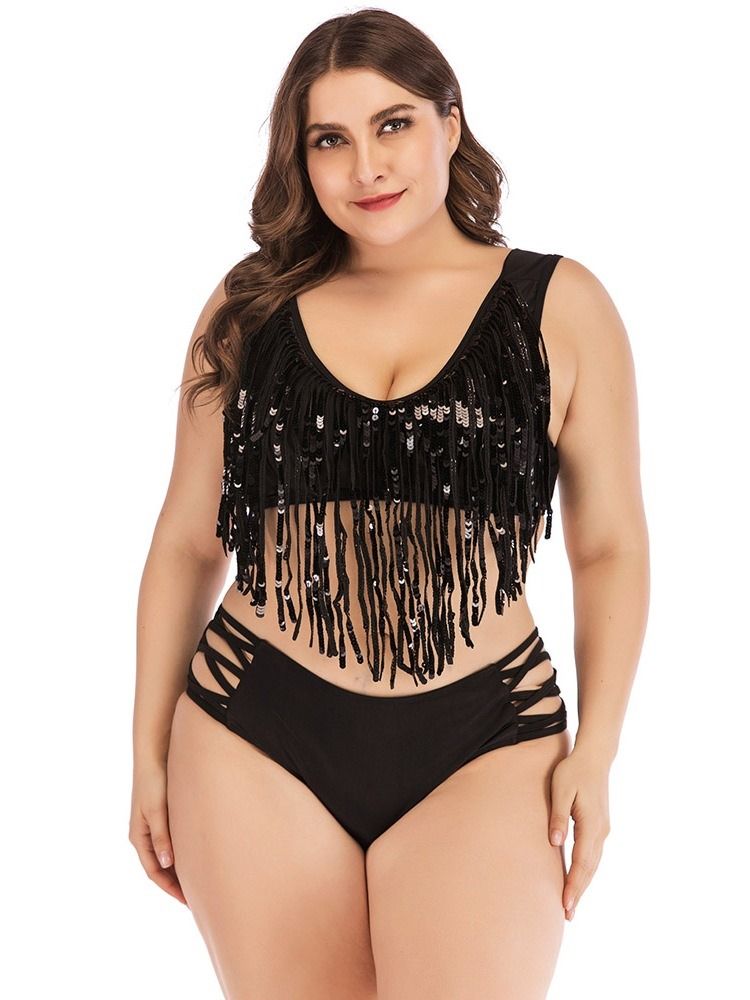 Conjunto De Biquíni Liso Feminino Assimétrico Com Borla Oca