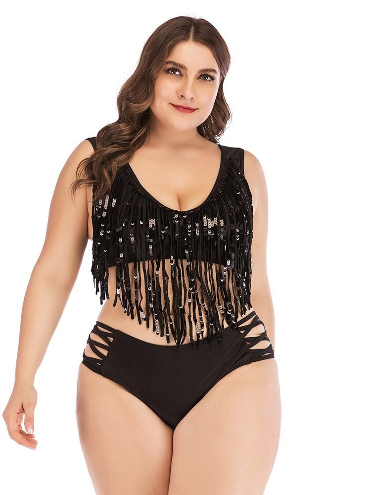 Conjunto De Biquíni Liso Feminino Assimétrico Com Borla Oca