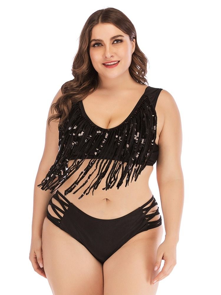 Conjunto De Biquíni Liso Feminino Assimétrico Com Borla Oca