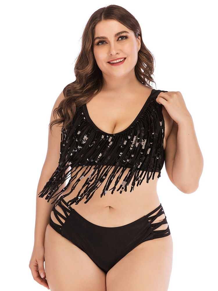 Conjunto De Biquíni Liso Feminino Assimétrico Com Borla Oca