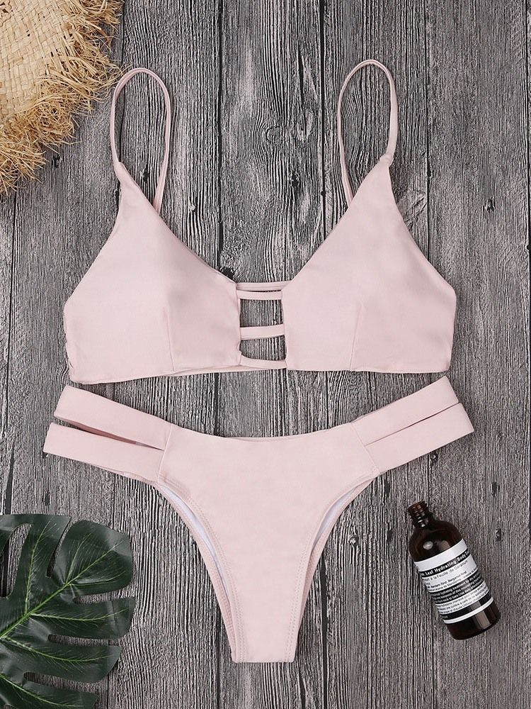 Conjunto De Biquíni Liso Sexy Feminino