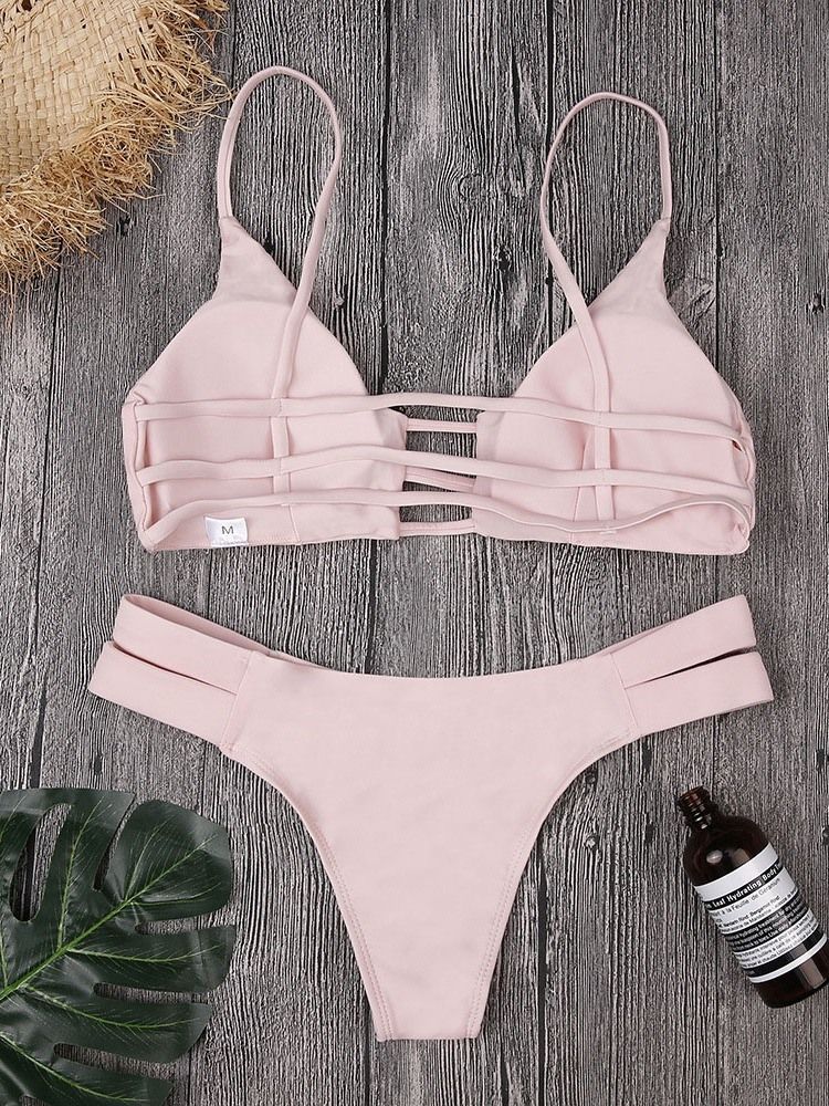 Conjunto De Biquíni Liso Sexy Feminino