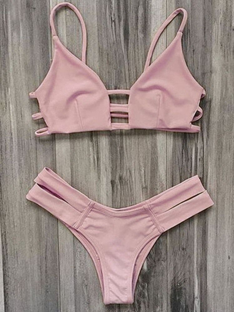 Conjunto De Biquíni Liso Sexy Feminino