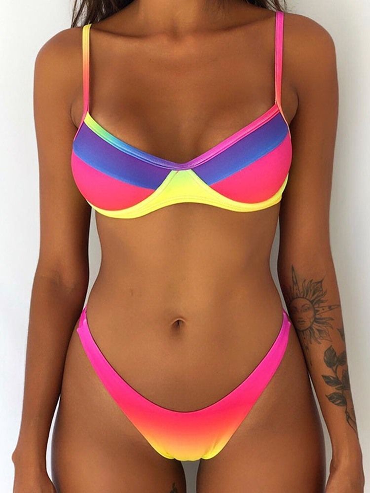 Fato De Banho Feminino Colour Block Micro Skimpy