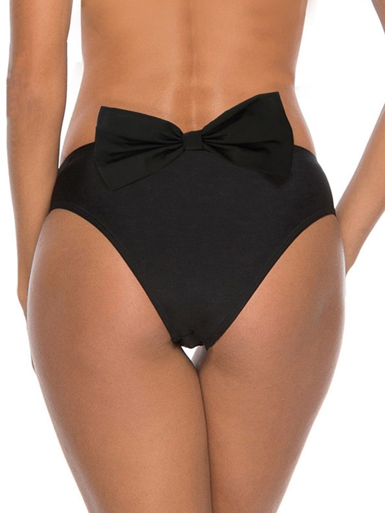 Shorts Bowknot Sexy De Cintura Baixa Lisa Para Mulheres