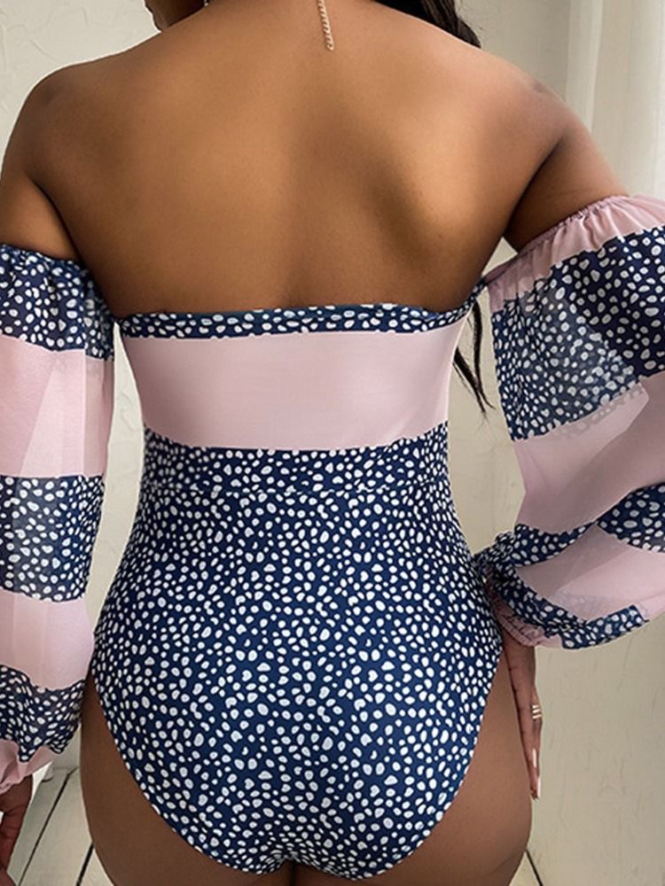 Traje De Banho Feminino Com Cadarços De Bolinhas Ocidentais