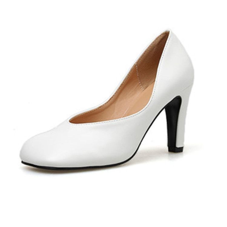 Pu Slip-on Square Toe Stiletto Heel Feminino