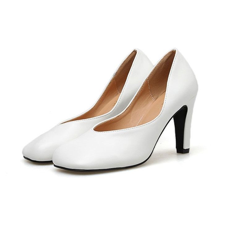 Pu Slip-on Square Toe Stiletto Heel Feminino