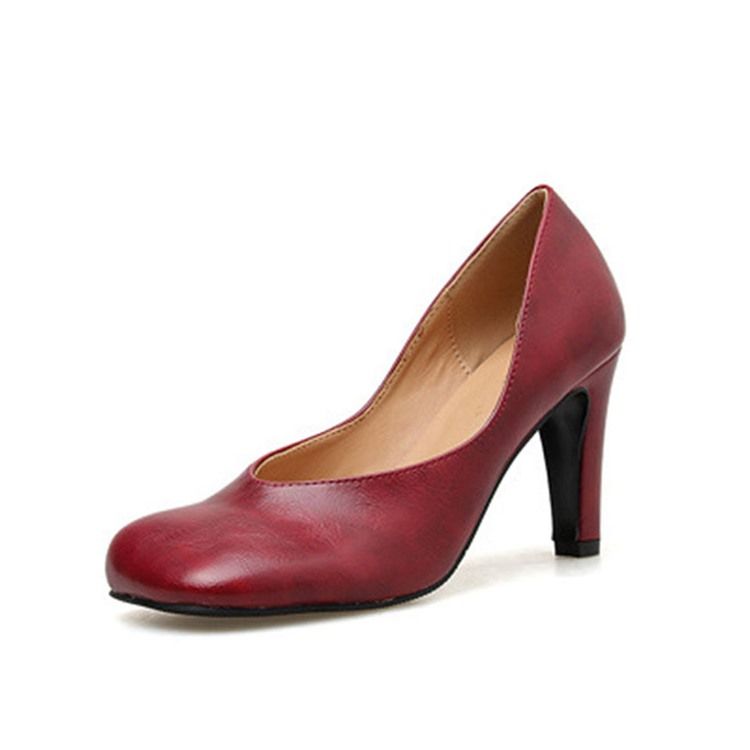 Pu Slip-on Square Toe Stiletto Heel Feminino