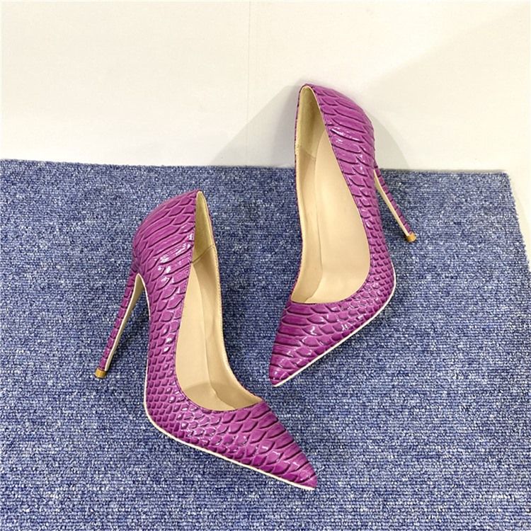 Serpentine Stiletto Heel Slip-on Simples Fino Sapato Feminino