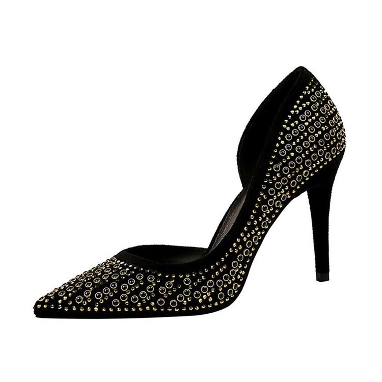 Strass Faux Suede Salto De Estilete Salto Agulha Feminino