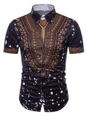 African Fashion Dashiki Print Mens Manga Curta Shirt