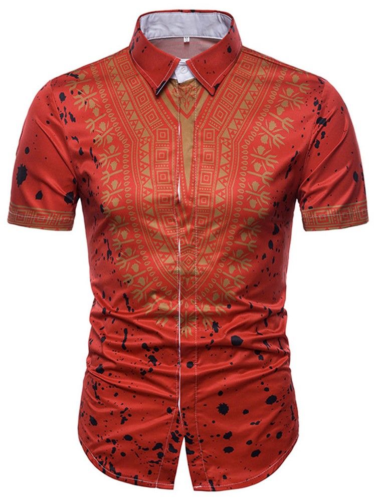 African Fashion Dashiki Print Mens Manga Curta Shirt