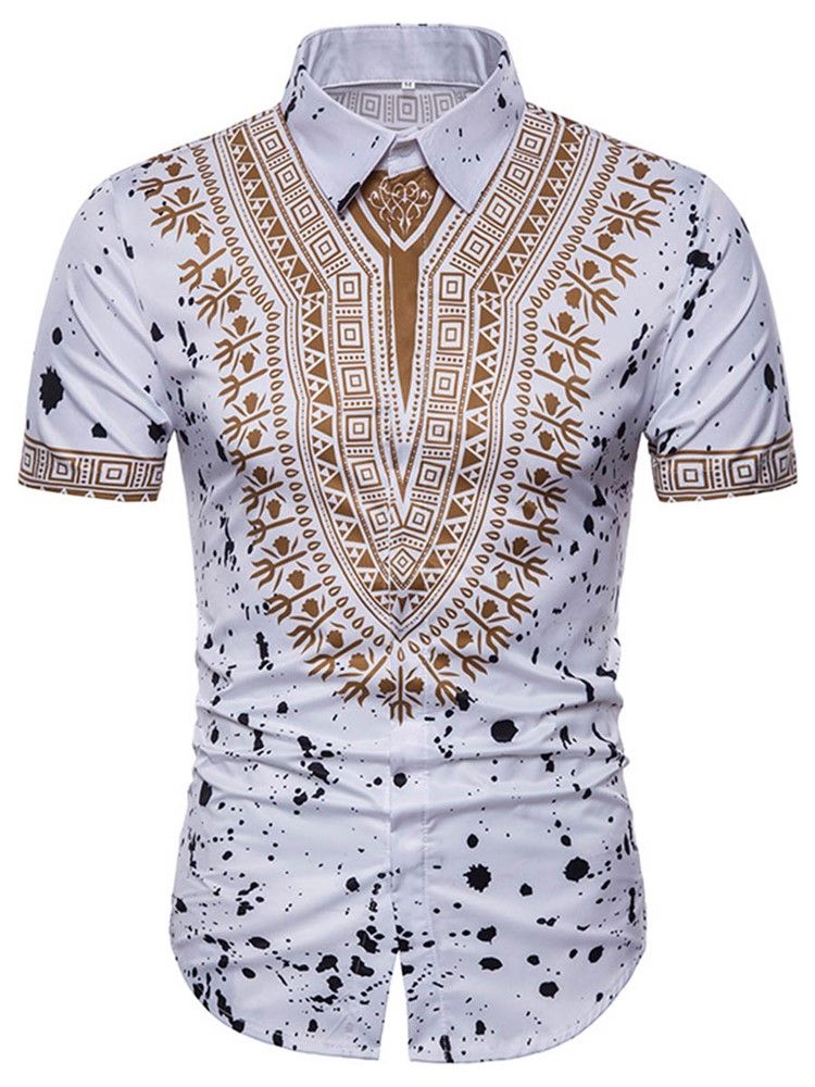 African Fashion Dashiki Print Mens Manga Curta Shirt