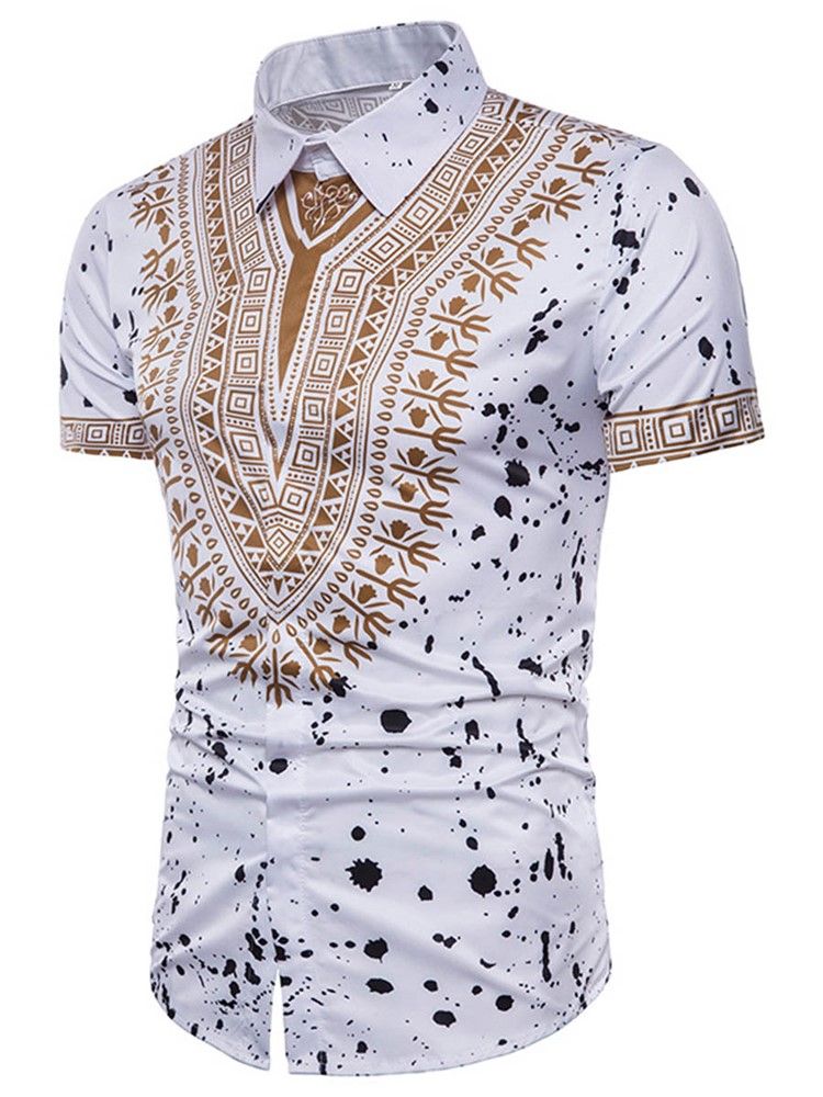 African Fashion Dashiki Print Mens Manga Curta Shirt