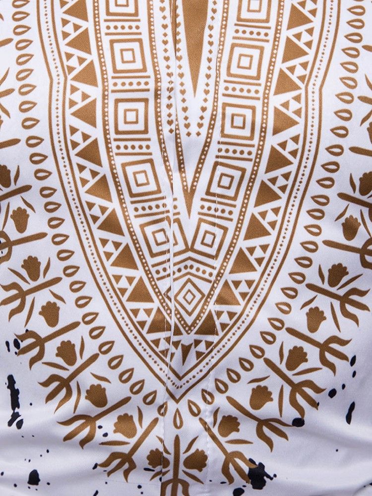 African Fashion Dashiki Print Mens Manga Curta Shirt