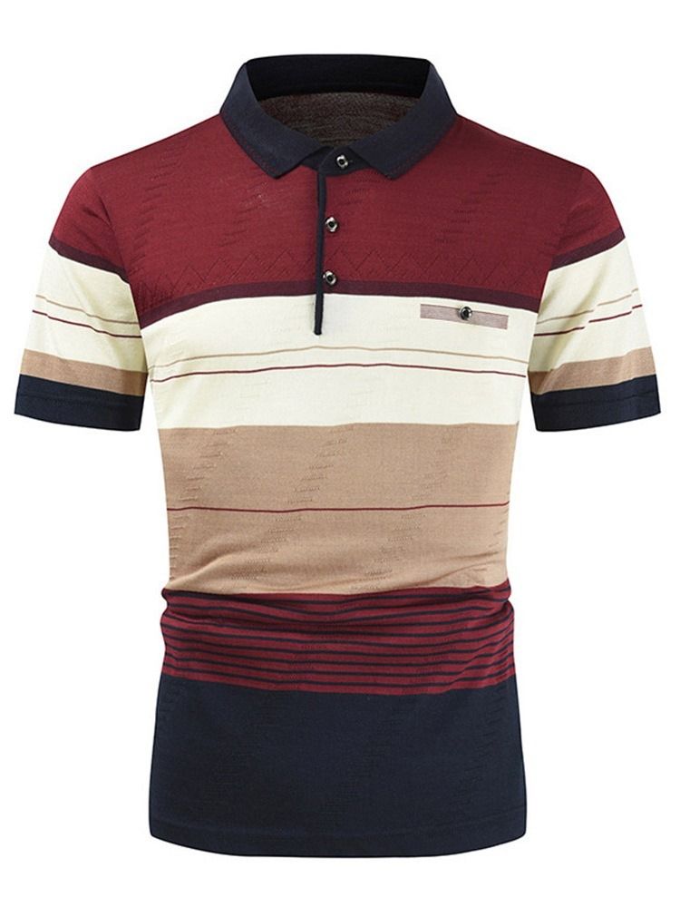 Bloco De Cores Camisa Polo Casual Masculina