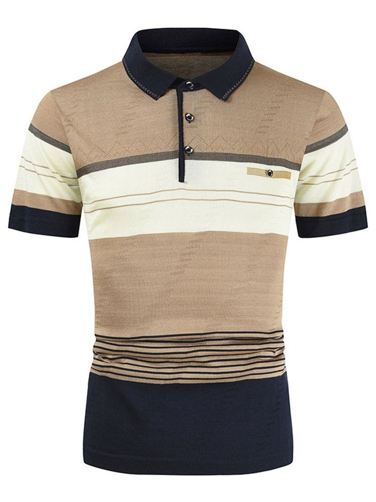 Bloco De Cores Camisa Polo Casual Masculina