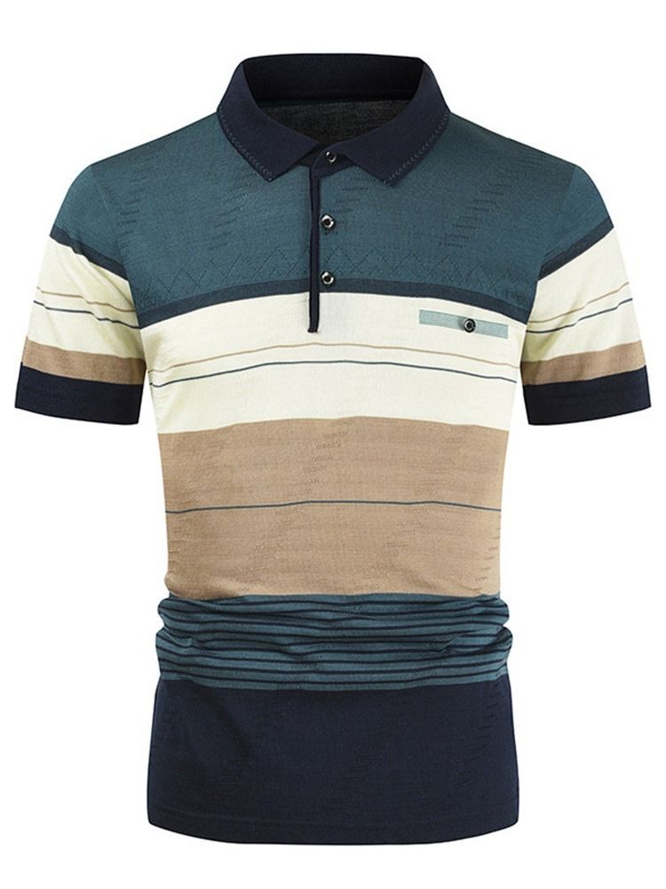 Bloco De Cores Camisa Polo Casual Masculina