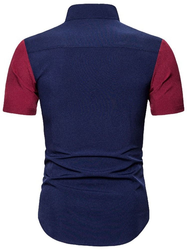 Blocos De Impressão De Lapela Camisa Masculina Fina De Verão