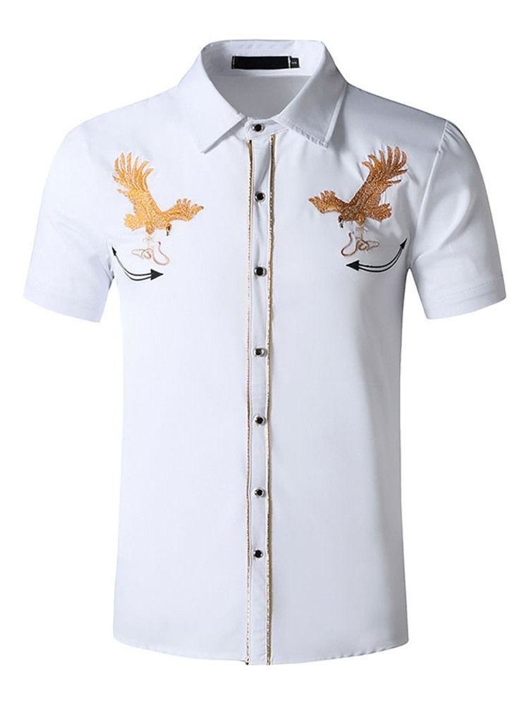 Camisa Casual De Lapela Cartoon Com Peito Único Masculino