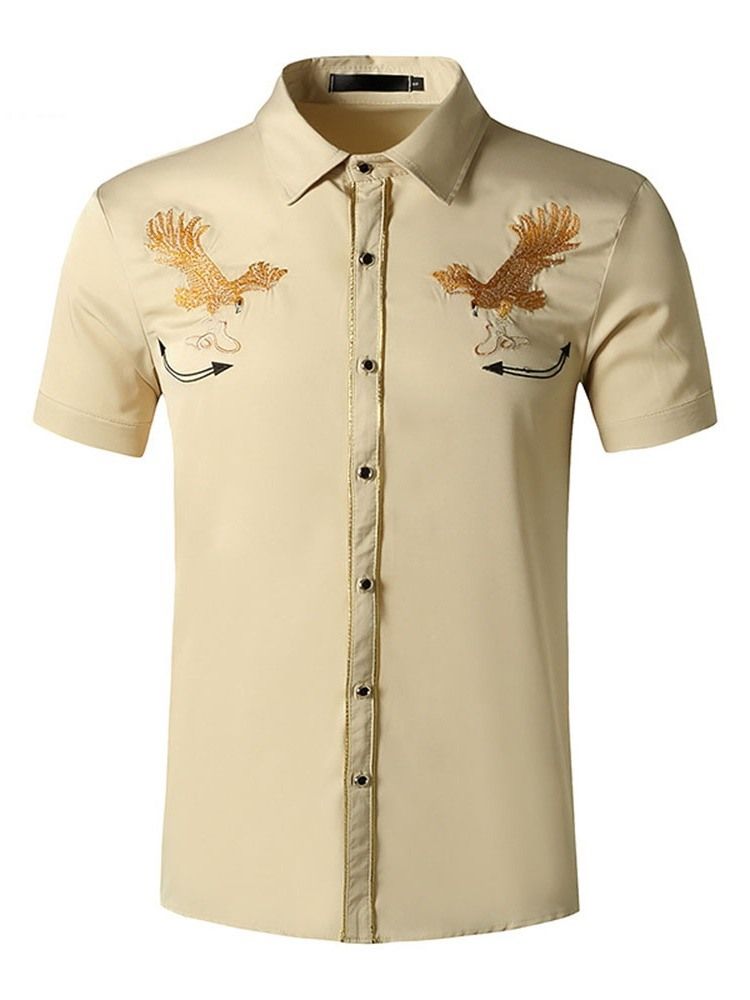 Camisa Casual De Lapela Cartoon Com Peito Único Masculino