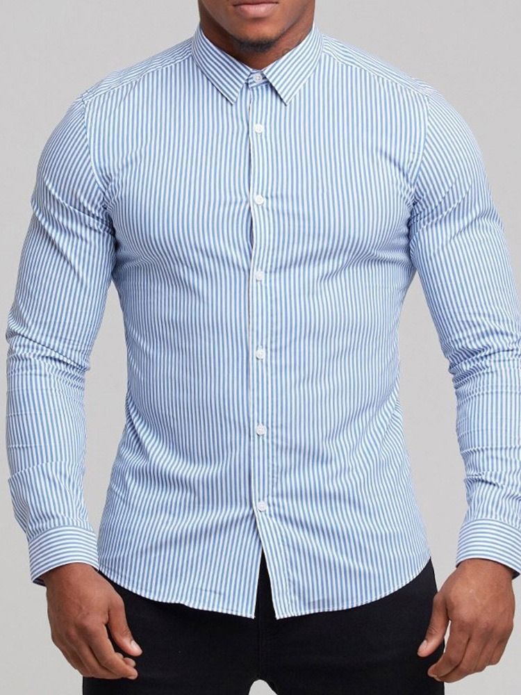 Camisa Casual De Lapela Com Botão De Peito Único Masculino