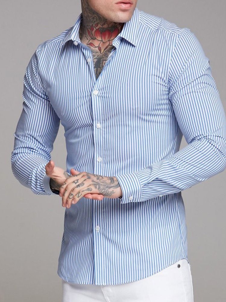 Camisa Casual De Lapela Com Botão De Peito Único Masculino