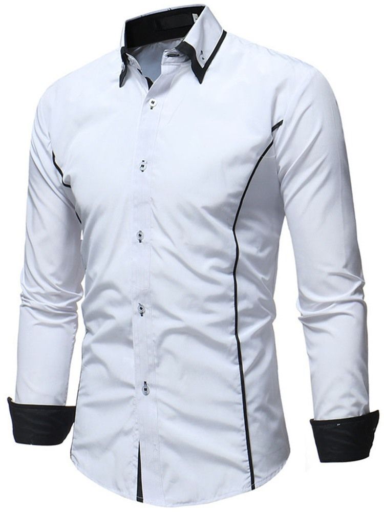 Camisa Casual Masculina De Lapela Com Botão De Peito Único