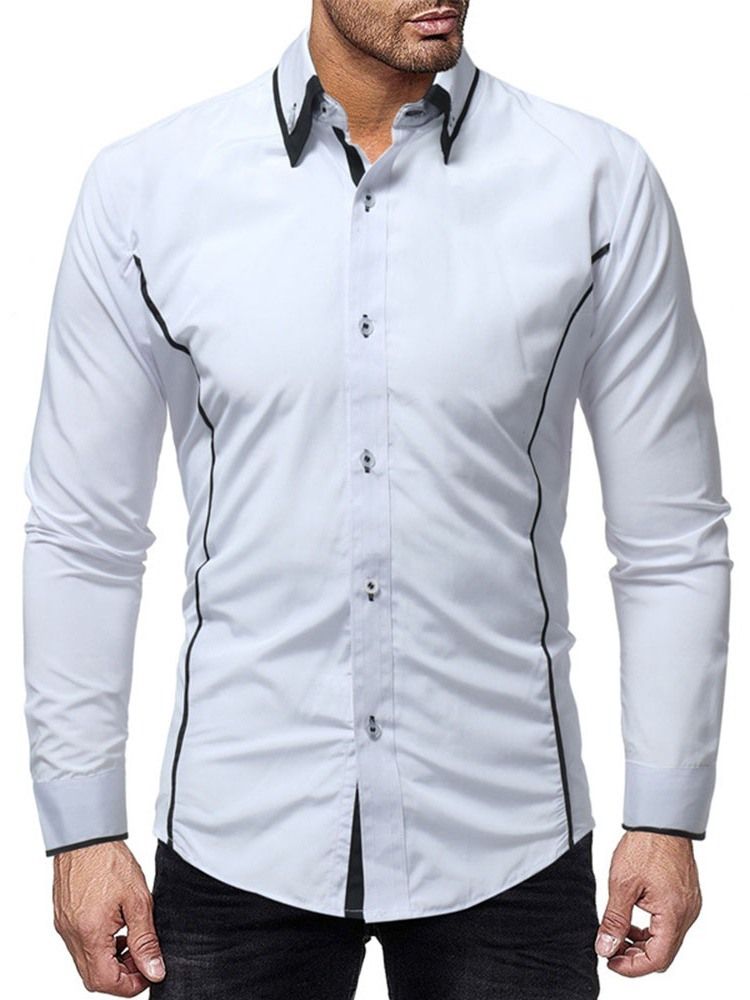 Camisa Casual Masculina De Lapela Com Botão De Peito Único