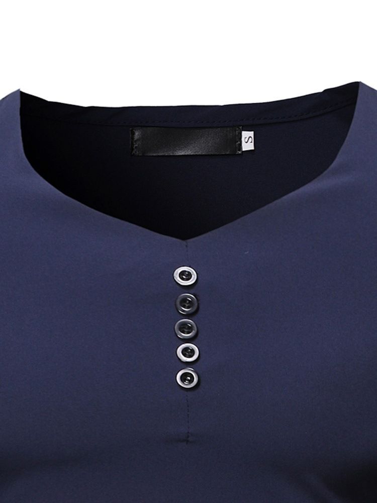 Camisa Justa Masculina De Botão Com Decote Em V