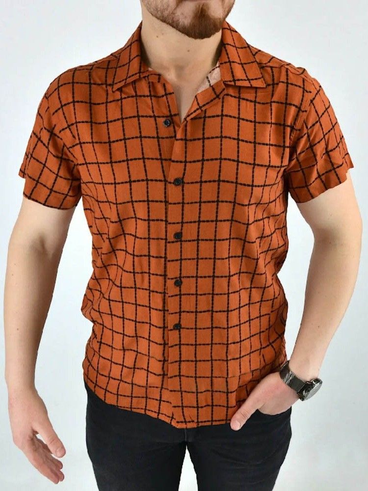 Camisa De Lapela Casual Masculina Com Peito Único