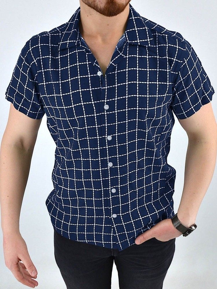 Camisa De Lapela Casual Masculina Com Peito Único