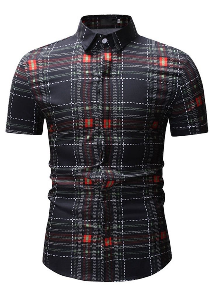 Camisa Masculina Casual Patchwork Xadrez Xadrez