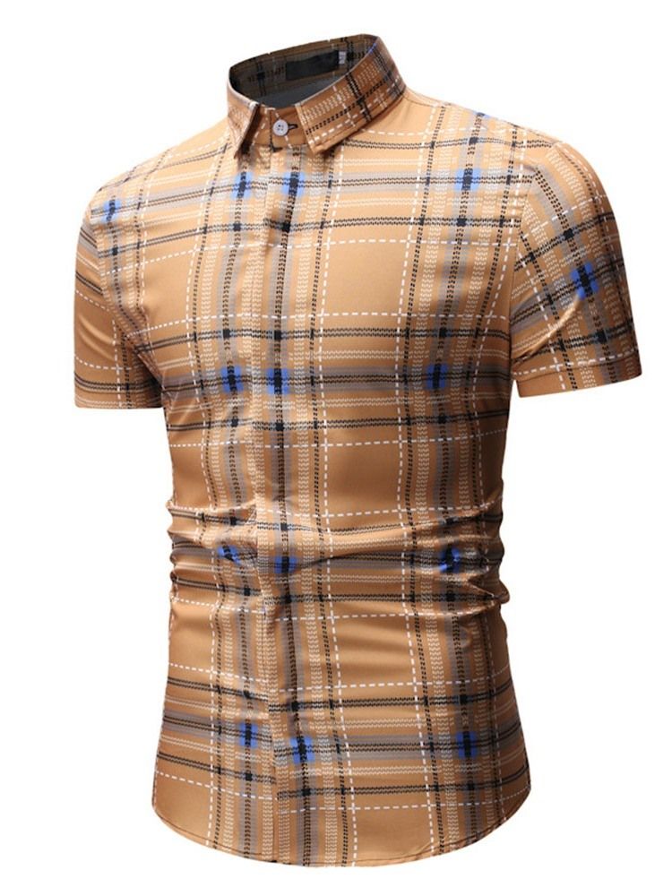 Camisa Masculina Casual Patchwork Xadrez Xadrez