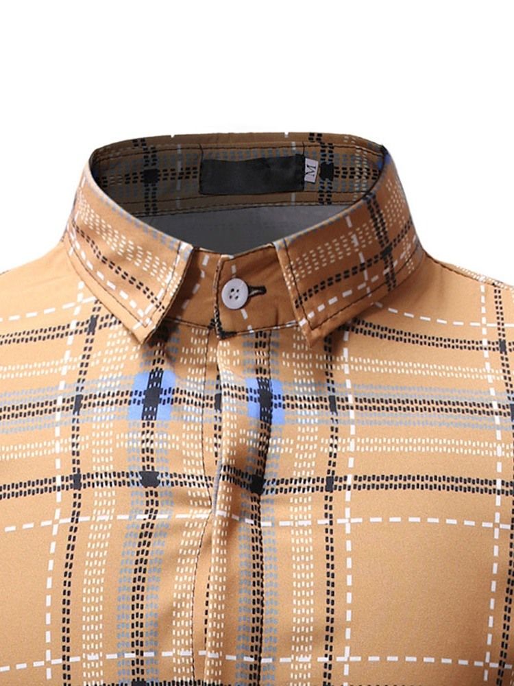 Camisa Masculina Casual Patchwork Xadrez Xadrez