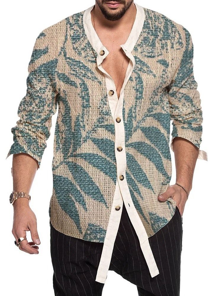 Camisa Masculina Com Estampa De Folha Única