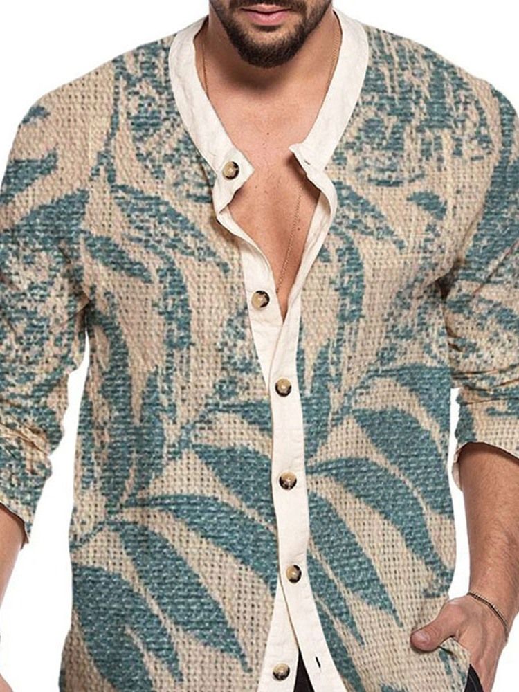 Camisa Masculina Com Estampa De Folha Única