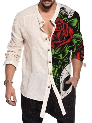 Camisa Masculina De Estampa Floral Com Peito Único