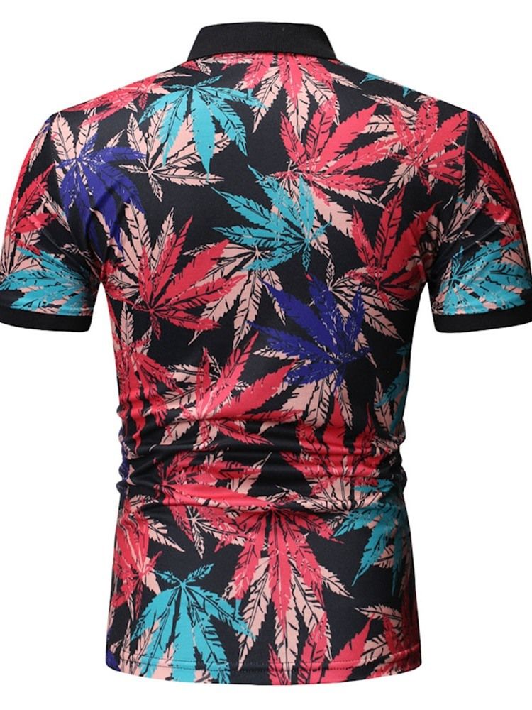 Camisa Masculina Estampada Polo Neck Plant