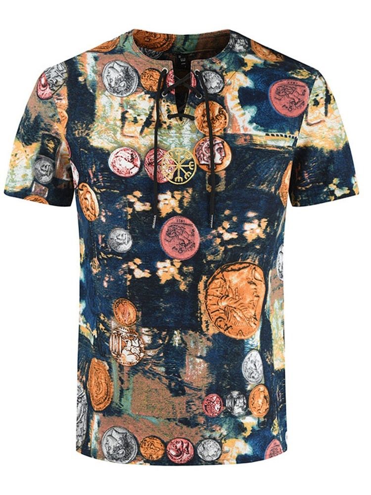 Camisa Reta De Verão Masculina Estampada Casual