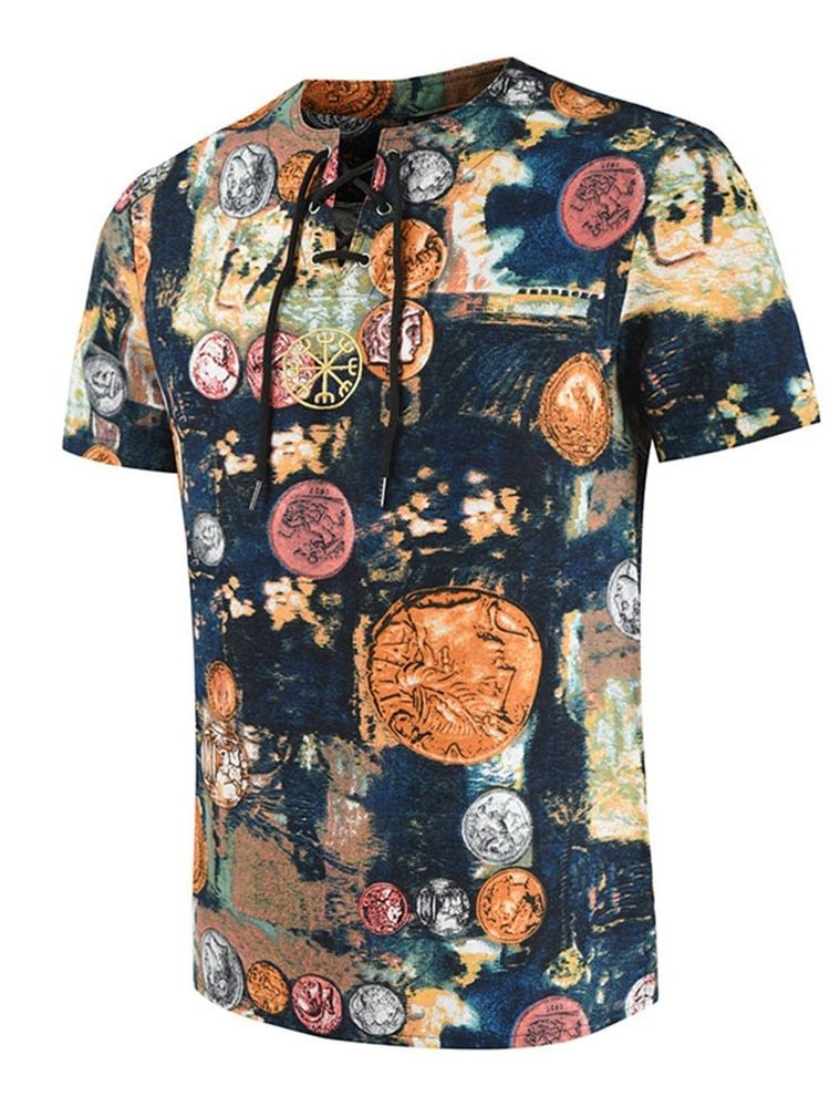 Camisa Reta De Verão Masculina Estampada Casual